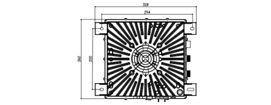 風(fēng)冷式 3.3KW72V 車載充電機(jī) 電動(dòng)車充電器機(jī)械尺寸圖  俯視圖